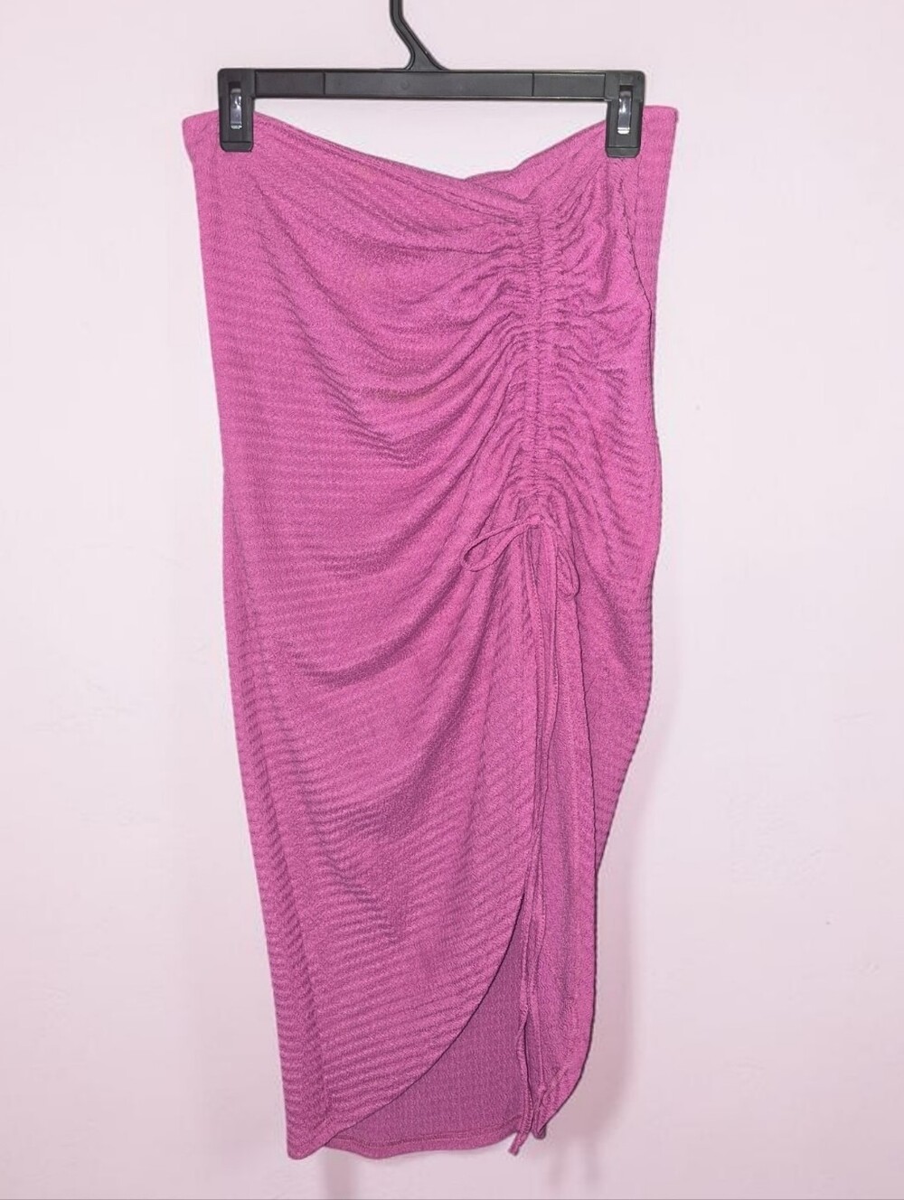 SHEIN Magenta Ruched Midi Skirt